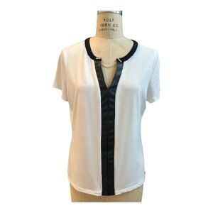 Calvin Klein Elegant White and Black Women's Top size L